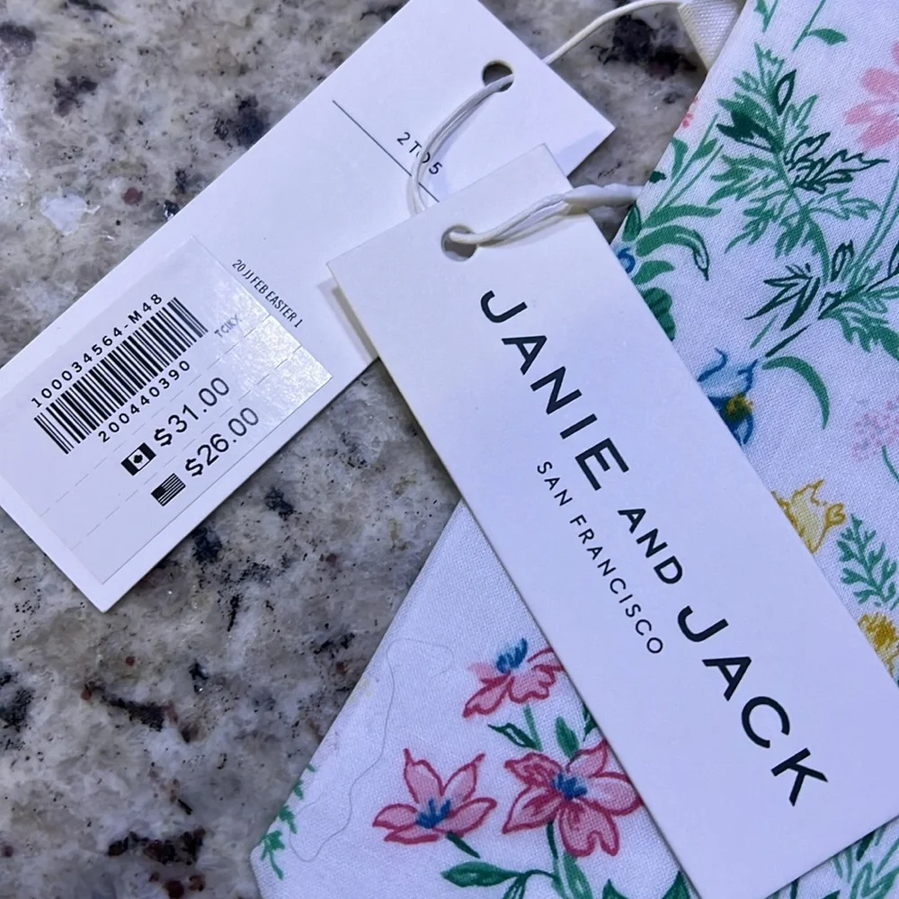 New - Janie and Jack Kids Tie - White with Floral Accents